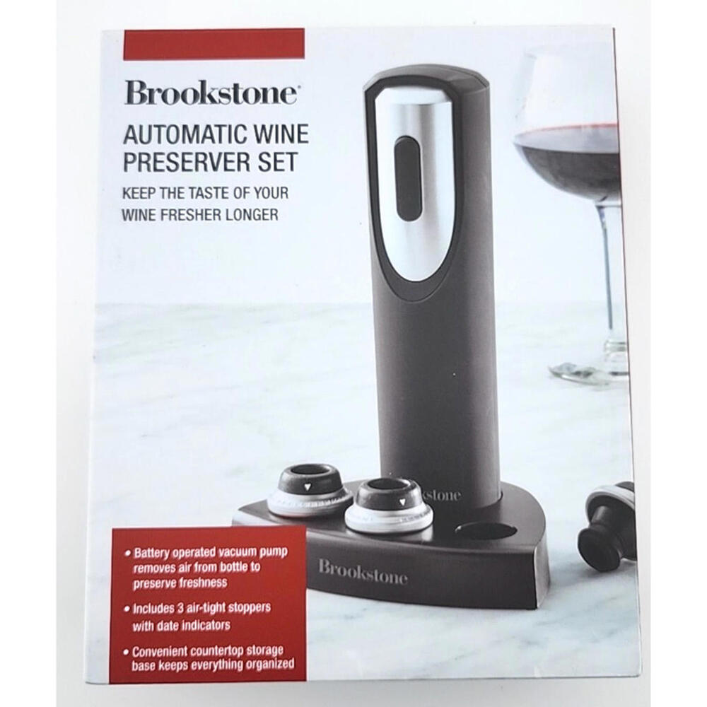 Brookstone Automatic Wine Preserver Set – New in Box | Wine Saver Gift Set